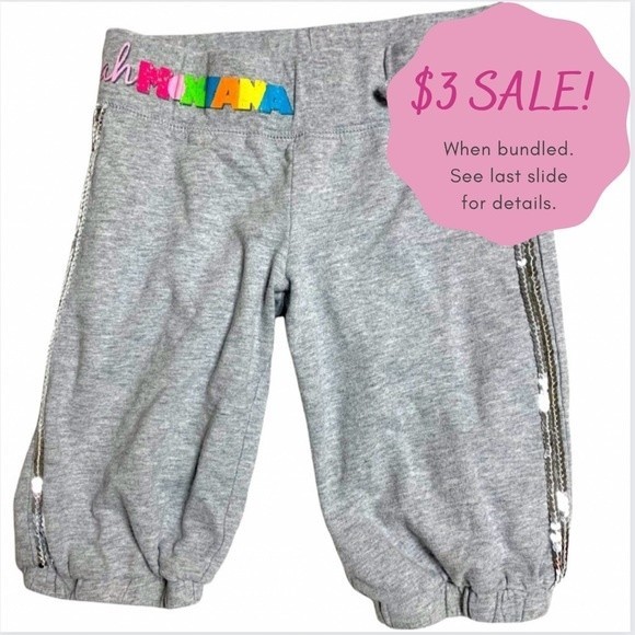 Hannah Montana Cropped Elastic Waist Pull On Sweatpants Gray Sequins Glitter - Picture 1 of 9